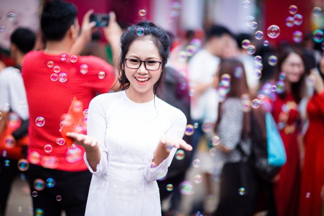 Happy Person with Bubbles